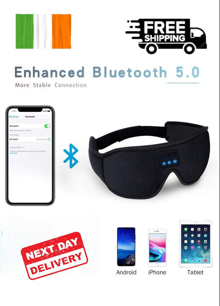 Bluetooth Sleep Mask - Upgraded 3D Contoured Headphones, 100% Blackout for Men & Women. Ideal for Travel, Nap, Yoga, Meditation, Night Sleep